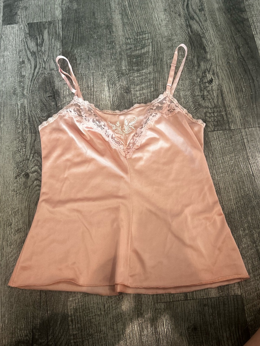 Delicate Blush Lace-Trim Satin Cami